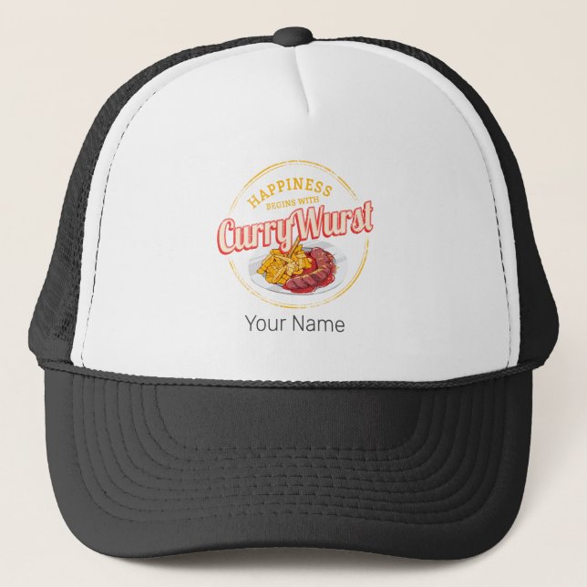 Currywurst Retro Sausage Vintage French Fries Trucker Hat (Front)