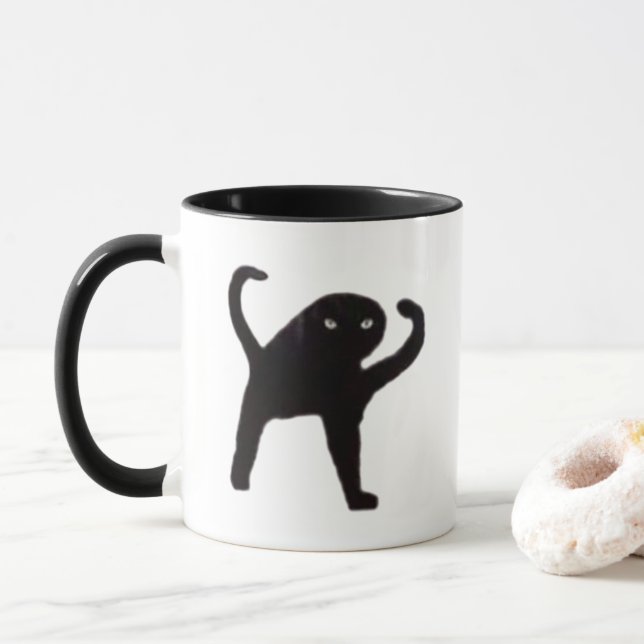Cursed Cat Meme Mug Double Sided (With Donut)