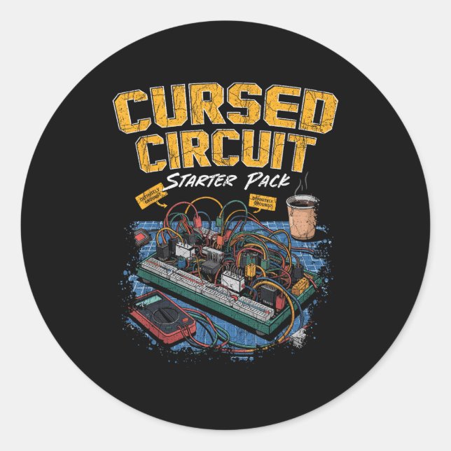 Cursed Circuit Starter Pack Funny Electronics Hall Classic Round Sticker (Front)