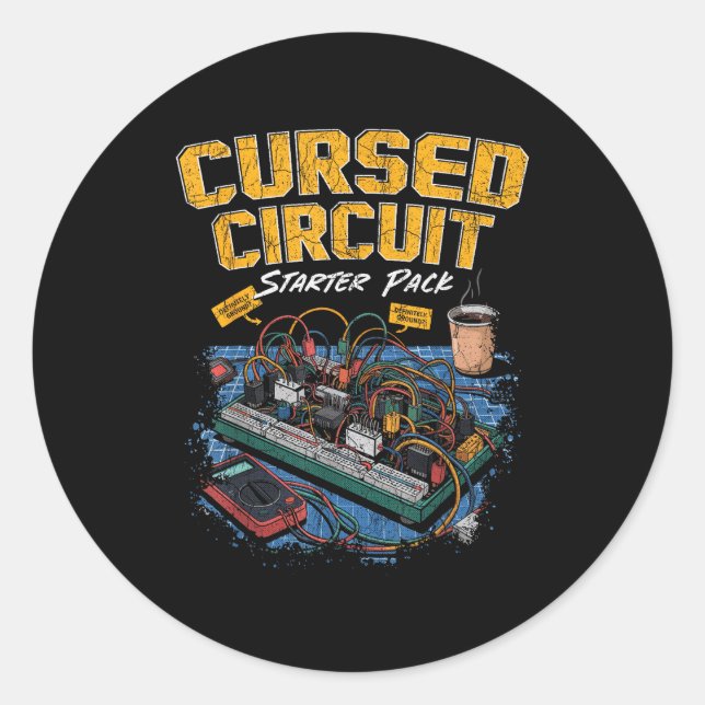 Cursed Circuit Starter Pack Funny Electronics Hall Classic Round Sticker (Front)