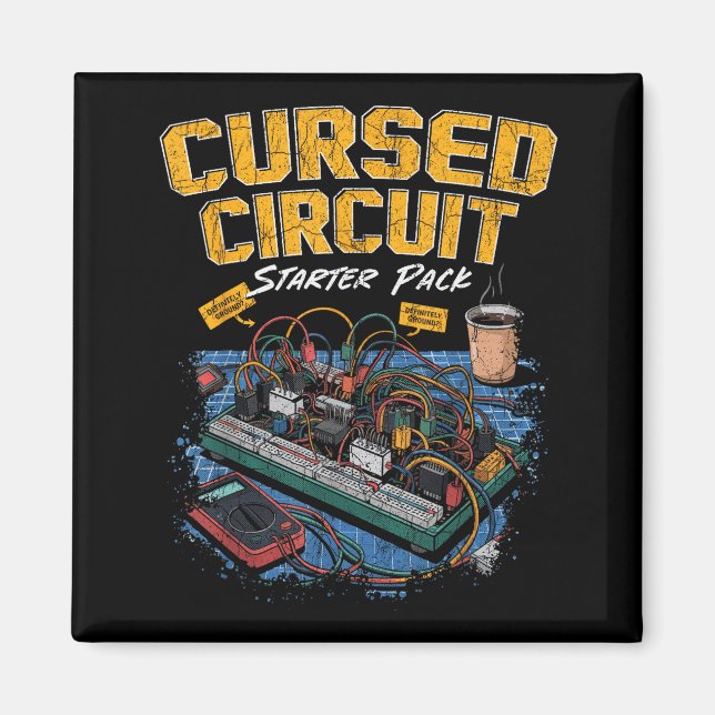 Cursed Circuit Starter Pack Funny Electronics Hall Magnet (Front)