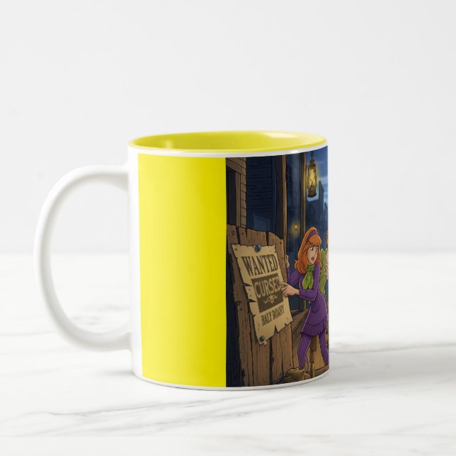 Cursed Cowboys and Canine Capers Two-Tone Coffee Mug (Left)
