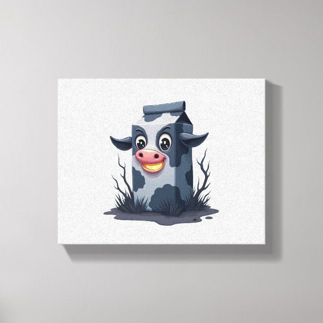 Cursed Milk Carton Cow Canvas Print (Front)