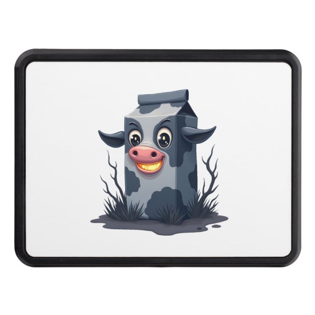 Cursed Milk Carton Cow Trailer Hitch Cover (Front)