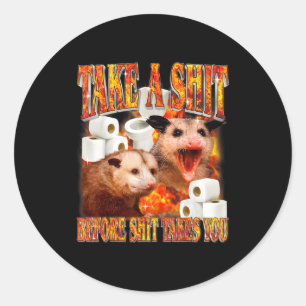 Cursed opossum inappropriate sarcastic humor classic round sticker