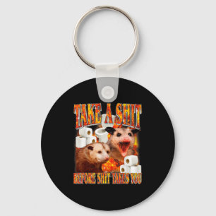 Cursed opossum inappropriate sarcastic humor keychain