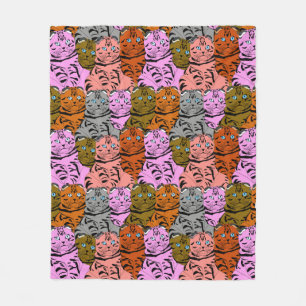 Cursed Pictures of Cats Animal Art Stupid Looking Fleece Blanket
