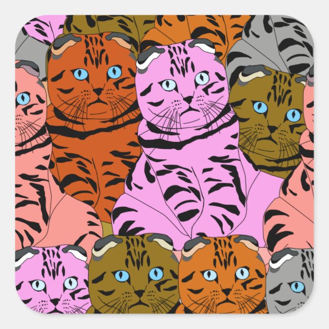 Cursed Pictures of Cats Animal Art Stupid Looking  Square Sticker (Front)