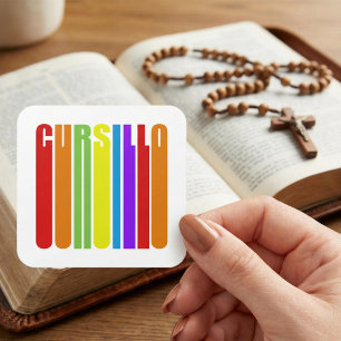 Cursillo Colorful Elongated Text Christian Faith Square Sticker
