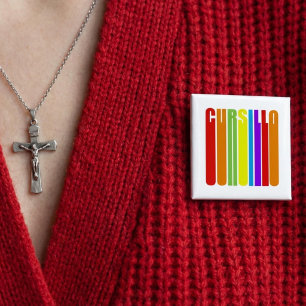 Cursillo Colourful Elongated Text Christian Faith 2 Inch Square Button