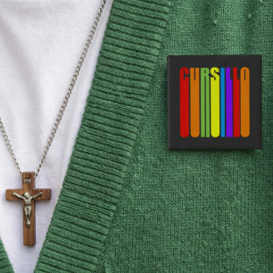 Cursillo Colourful Elongated Text Christian Faith 2 Inch Square Button
