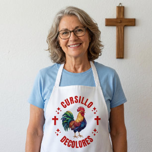 Cursillo Decolores Colorful Rooster with Crosses Apron