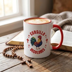 Cursillo Decolores Colourful Rooster with Crosses Mug