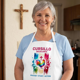 Cursillo DeColores Rooster & Cross Brush Strokes Apron