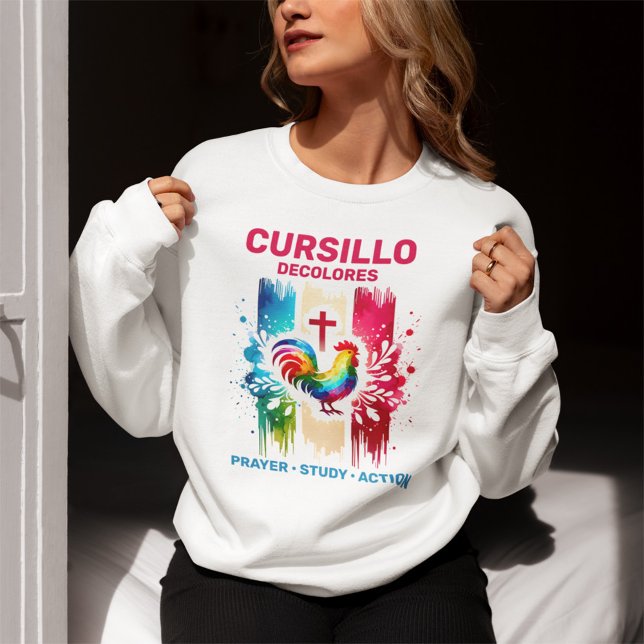 Cursillo DeColores Rooster & Cross Brush Strokes Sweatshirt (Creator Uploaded)