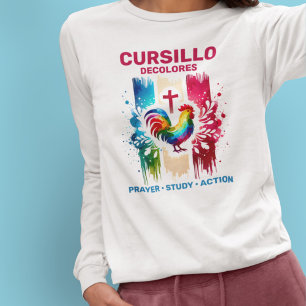 Cursillo DeColores Rooster & Cross Brush Strokes T-Shirt