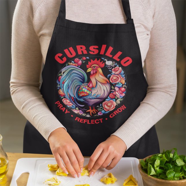 Cursillo Rooster with Roses Pray Reflect Grow Apron (Creator Uploaded)