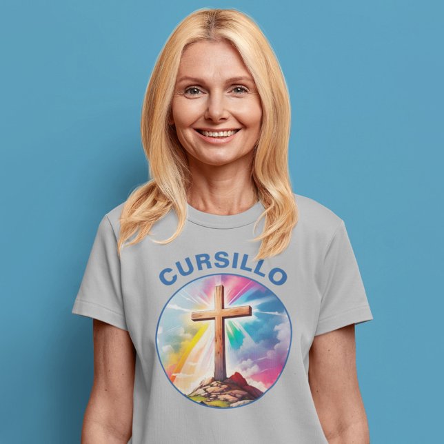 Cursillo Wood Cross With Rainbow and Clouds T-Shirt (Creator Uploaded)