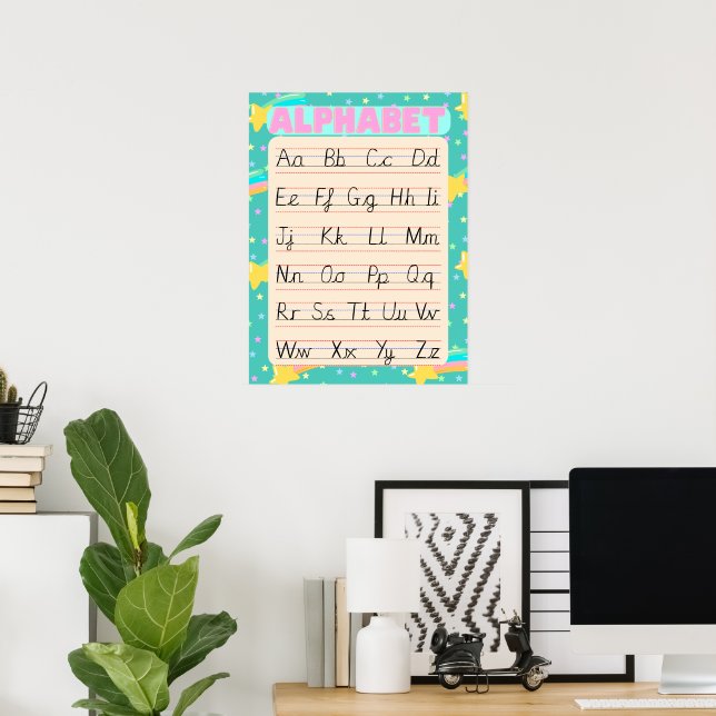 Cursive English Alphabet - Retro Pop Poster (Home Office)