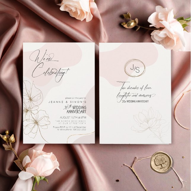 Cursive Floral 20th Anniversary Blush ID1168 Invitation (Creator Uploaded)