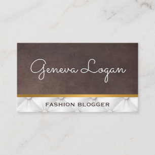 Cursive Font Brown Texture White Upholstered Business Card