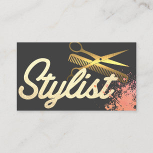 Cursive Font Gold Scissors Creative Business Card