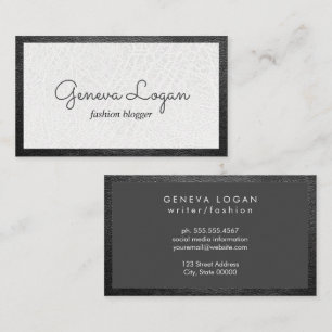 Cursive Font Leather Border Business Card