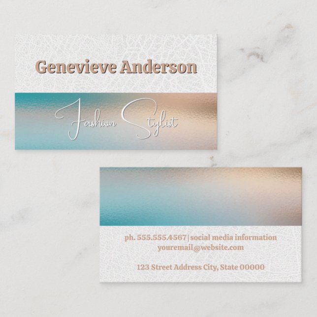 Cursive Font | Leather | Glass Texture Business Card (Front/Back)