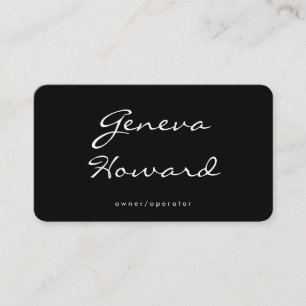 Cursive Font Minimalist Black Business Card