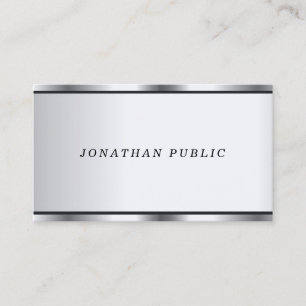 Cursive Font Silver Look Modern Elegant Glamour Business Card