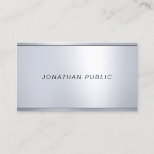 Cursive Font Silver Metallic Look Elegant Template Business Card