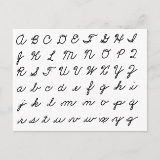cursive handwriting chart postcard