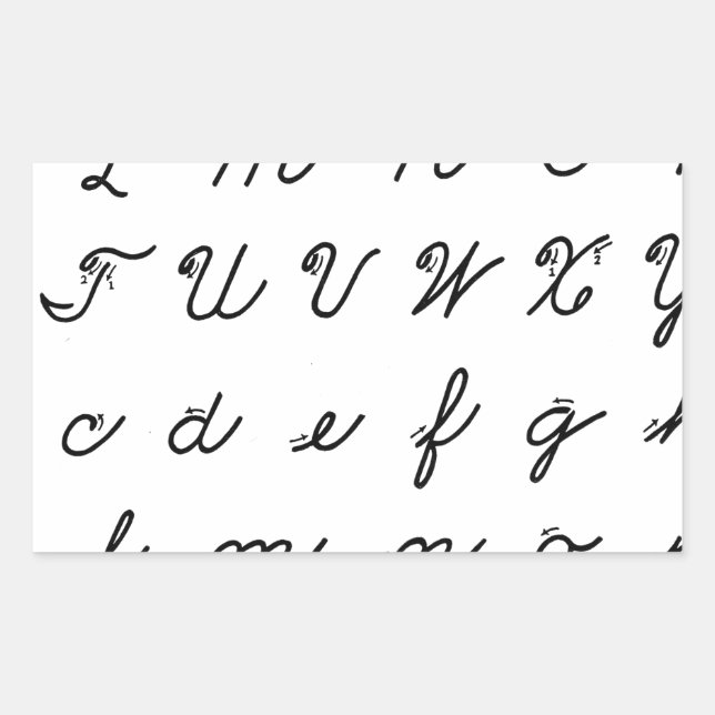 cursive handwriting chart sticker (Front)