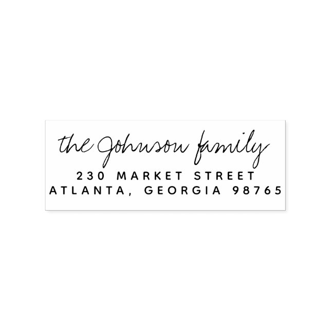 Cursive Handwriting Family Name & Return Address Rubber Stamp (Imprint)