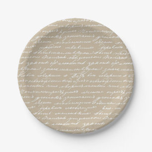 Cursive Handwriting Writer Author Books Romantic Paper Plate