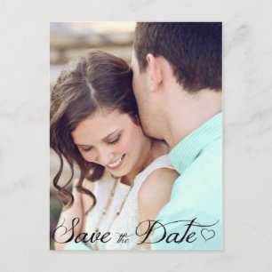 Cursive Heart Save The Date Postcard