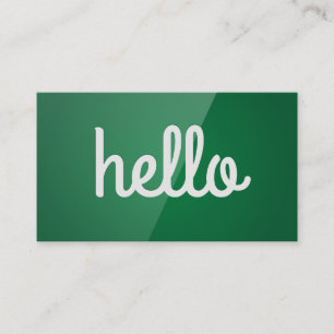 Cursive Hello   Green Gloss Business Card