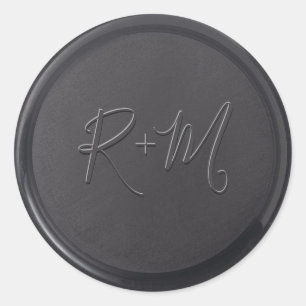 Cursive Initial Black Wax Seal Sticker