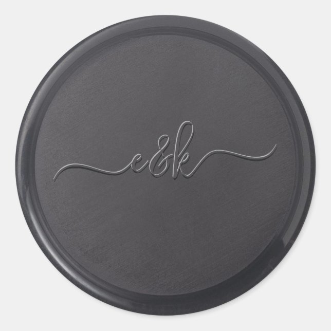 Cursive Initial Black Wax Seal Sticker (Front)