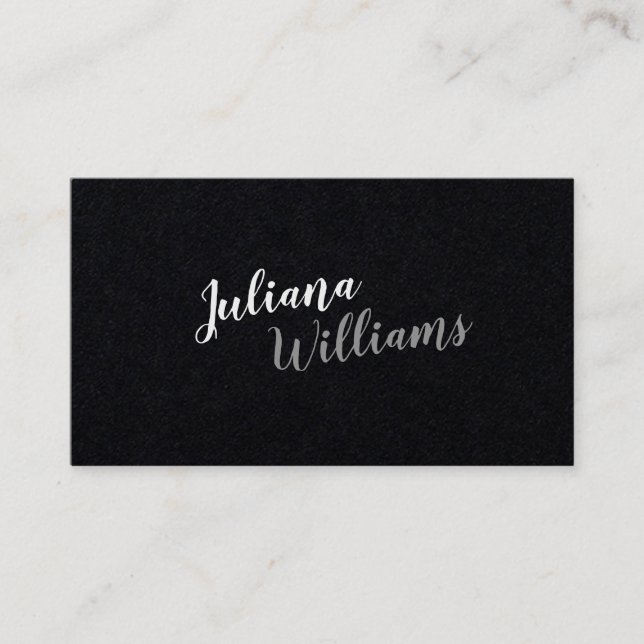 cursive modern handwriting professional black business card (Front)