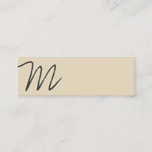 Cursive Monogram   Asymmetric (beige) Mini Business Card