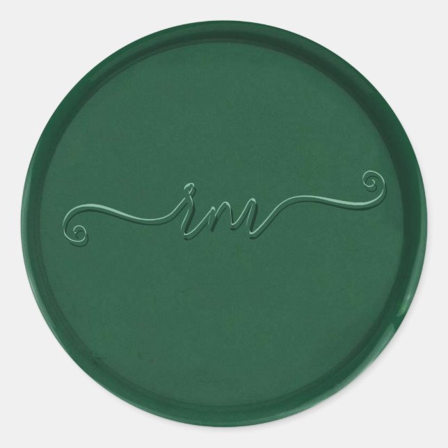 Cursive Monogram Forest Green Wax Seal Sticker (Front)