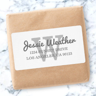 Cursive Name Monogrammed Return Address