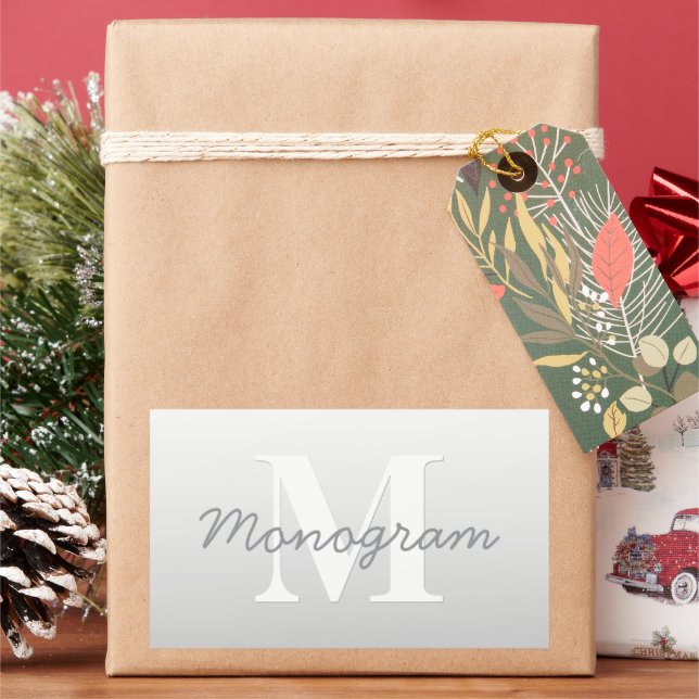 Cursive Name or other Text w/Monogram | Gradient  Sticker (Holiday)