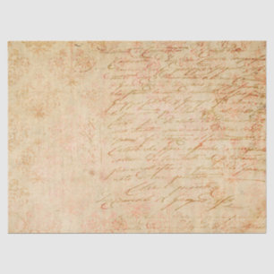 Cursive Script and Filigree on Tan Decoupage Tissue Paper
