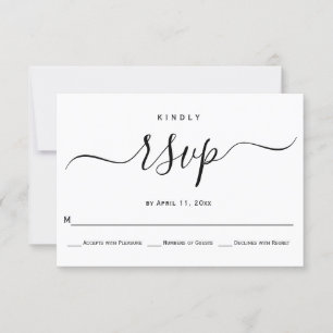 Cursive script calligraphy wedding RSVP card