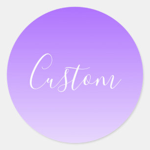 Cursive Script Name & Editable Light Purple Ombre  Classic Round Sticker