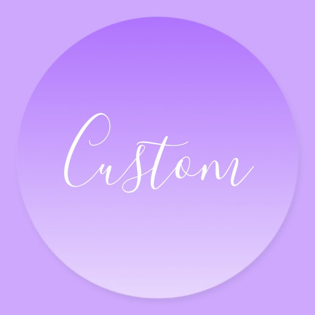 Cursive Script Name & Editable Light Purple Ombre  Classic Round Sticker (Creator Uploaded)