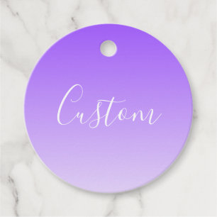 Cursive Script Name & Editable Light Purple Ombre Favour Tags