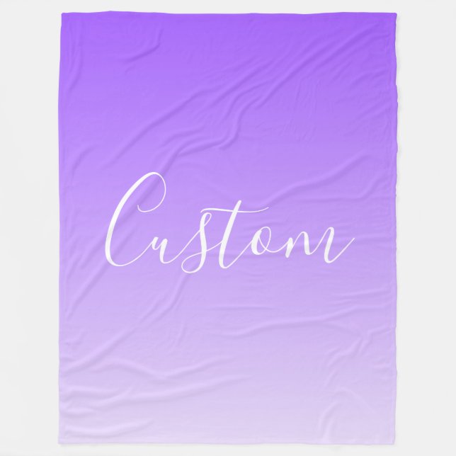Cursive Script Name & Editable Light Purple Ombre  Fleece Blanket (Front)